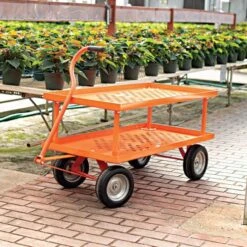 Leonard 2 Foot By 4 Foot Pull Style Nursery Cart With 12 Inch Shelf -Garden Care f2448lwg 3