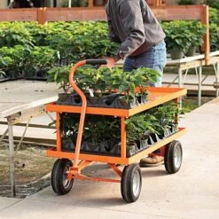 Leonard 2 Foot By 4 Foot Pull Style Nursery Cart With 12 Inch Shelf -Garden Care f2448lwg 5