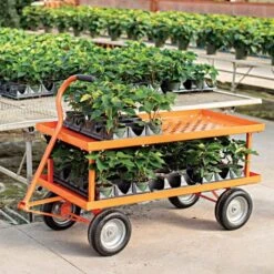 Leonard 2 Foot By 4 Foot Pull Style Nursery Cart With 12 Inch Shelf -Garden Care f2448lwg 6