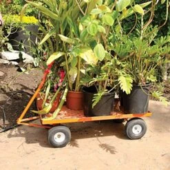 Leonard Pull-Style 4-Wheeled Nursery Cart With 2-Foot X 4-Foot Deck And Flat-Free Tires -Garden Care f2448wg 3 1