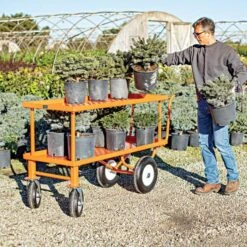 Leonard 2-Foot By 5-Foot Push-Style Nursery Cart With 18-Inch Shelf -Garden Care f2460hfw 3