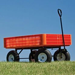 Leonard Orange Utility Wagon, Flat Free Tires -Garden Care fgw45 4