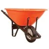Leonard 8-Cubic-Foot Orange Poly Tray Wheelbarrow With Steel Handles And Diamond Tread Flat Free Tires