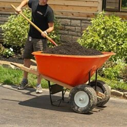 Leonard 2-Wheeled, 10-Cubic-Foot Capacity Poly Tray Wheelbarrow With Flat-Free Tires -Garden Care fwb10 3 1