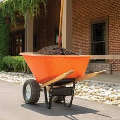 Leonard 2-Wheeled, 10-Cubic-Foot Capacity Poly Tray Wheelbarrow With Flat-Free Tires -Garden Care fwb10 4 1
