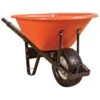 Leonard 6-Cubic-Foot Orange Poly Tray Wheelbarrow With Steel Handles And Flat Free Tires