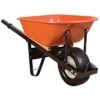 Leonard 6 Cubic Foot Orange Steel Tray Wheelbarrow With Steel Handles And Flat Free Tires