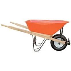 Leonard 6 Cubic Foot Capacity Steel Tray Wheelbarrow With Flat Free Tire -Garden Care fwbst6 2 1