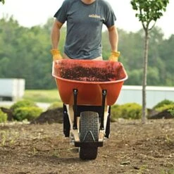 Leonard 6 Cubic Foot Capacity Steel Tray Wheelbarrow With Flat Free Tire -Garden Care fwbst6 5 1