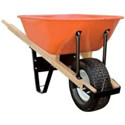 Leonard 6 Cubic Foot Capacity Steel Tray Wheelbarrow With Flat Free Tire