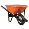 Leonard 6-Cubic-Foot Orange Steel Tray Wheelbarrow With Steel Handles And Diamond Tread Flat Free Tires
