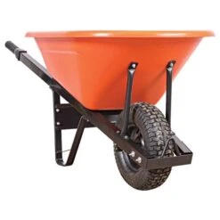 Leonard 6 Cubic Foot Poly Tray Wheelbarrows With Steel Handles