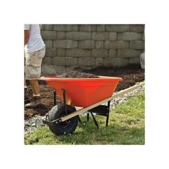 Leonard 6-Cubic-Foot Capacity Poly Tray Wheelbarrow With Pneumatic Tire -Garden Care wb6 3 1