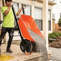 Leonard 6-Cubic-Foot Capacity Steel Tray Wheelbarrow With Pneumatic Tire -Garden Care wbst6 4 1